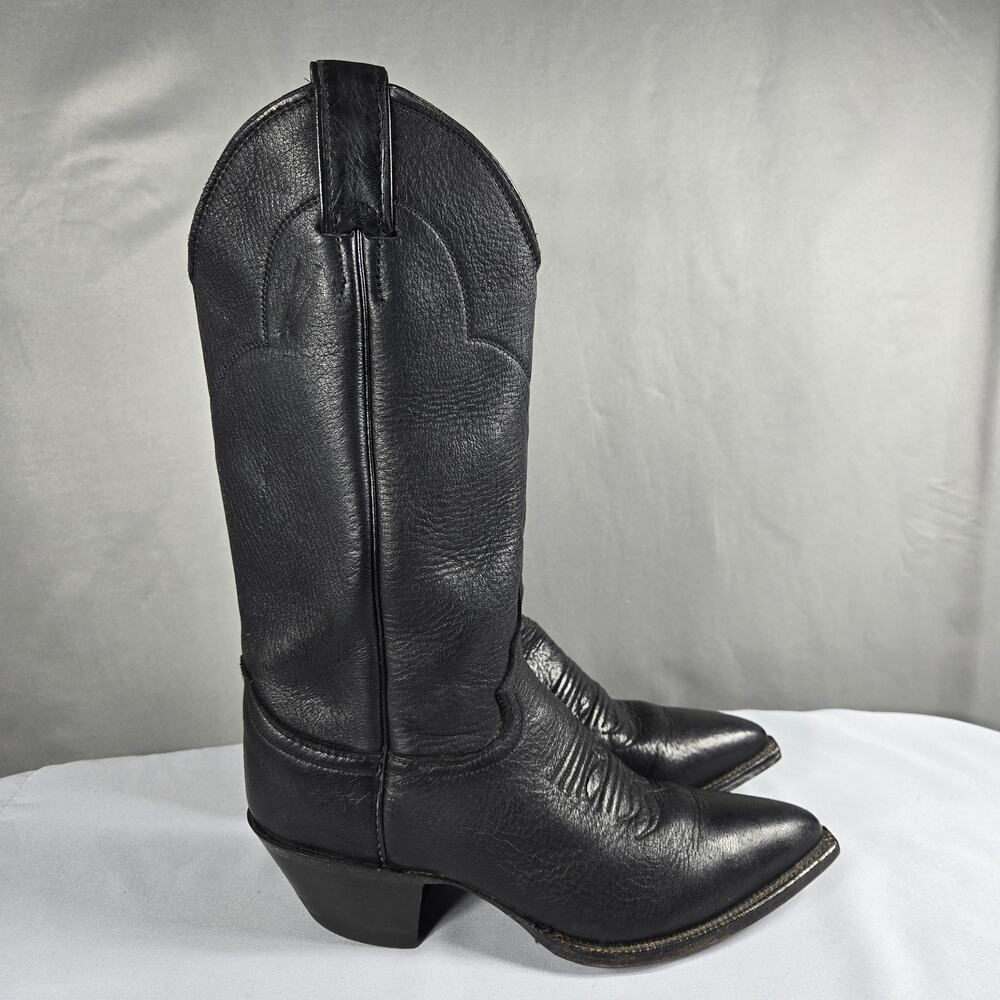 Justin C0380 European Elk Boots Womens 7.5 Black Leather Western USA Cowboy